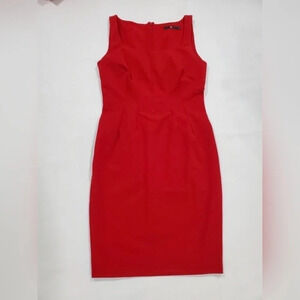 Jarbo 38 8/10 Red Structured Sheath Dress Sleeveless Career Office Midi‎ Fitted
